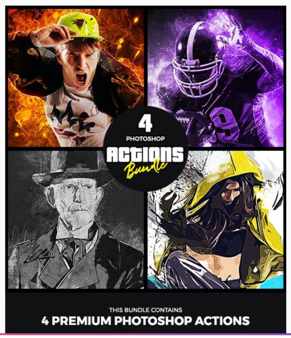 4 Premium Bundle Photoshop Actions - desainae.com